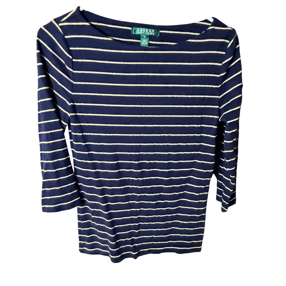 Lauren Ralph Lauren Striped Crest Boatneck Top Size S
